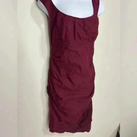 Eileen Fisher Cranberry Ruched Dress Size 4 - Picture 2 of 8